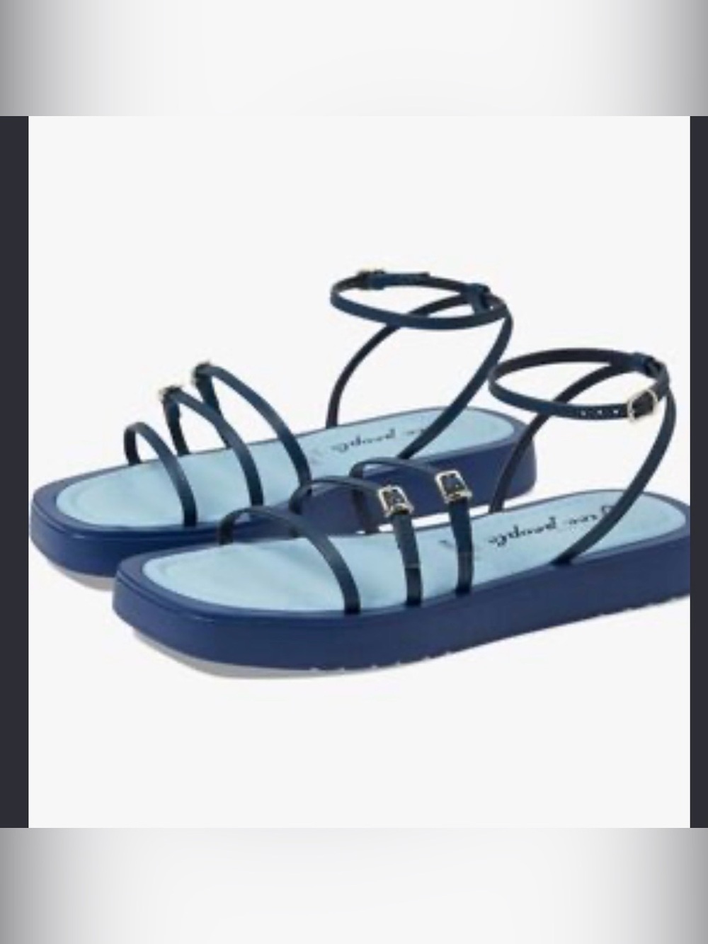 Free People Fiona Strappy Platform Sandals Oasis Teal 39 US 8.5/9 Made in Italy